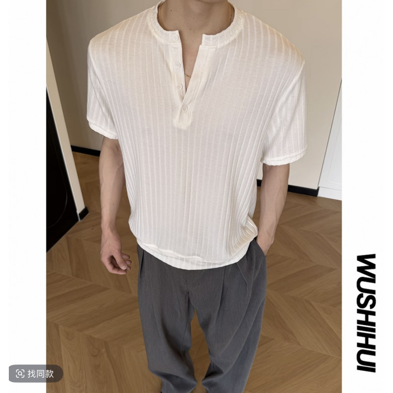 [Online Images] Hot Item! 2026 Summer New Style Knitted Short-Sleeve Loose-Fitting Base Shirt T-Shirt T888-特523