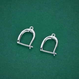 S925纯银大号U形耳扣耳环纯银耳饰品手工DIY粘珠空托耳环配件材料