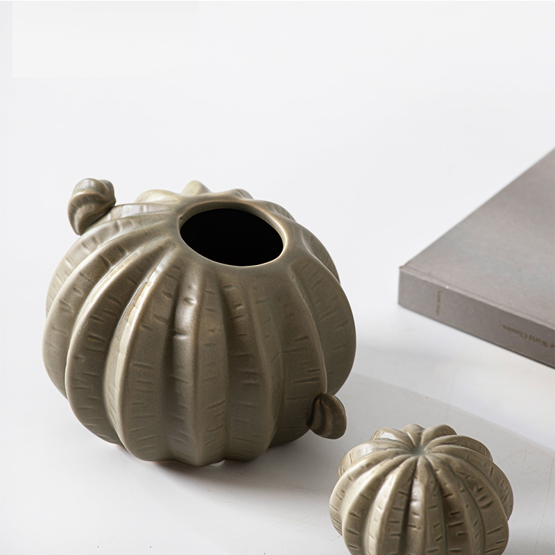 INS Estilo nórdico cactus verde cerámica decoración hogar sala de estar TV gabinete decoración creativa florero de cerámica