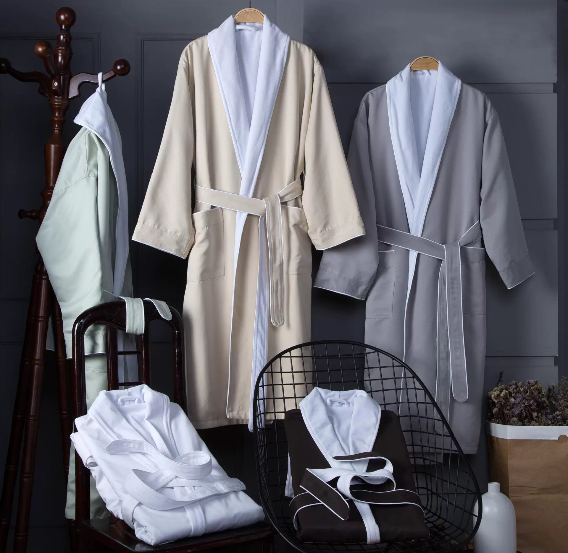 五星级酒店宾馆民宿男女睡衣情侣长款睡袍吸水成人浴衣浴袍式