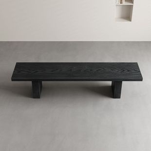 Wabi-Sabi Style Black Solid Wood Bench, Dining Stool, Nordic Minimalist Home Bed End Bench, Long Bench, Entryway Shoe-Changing Bench