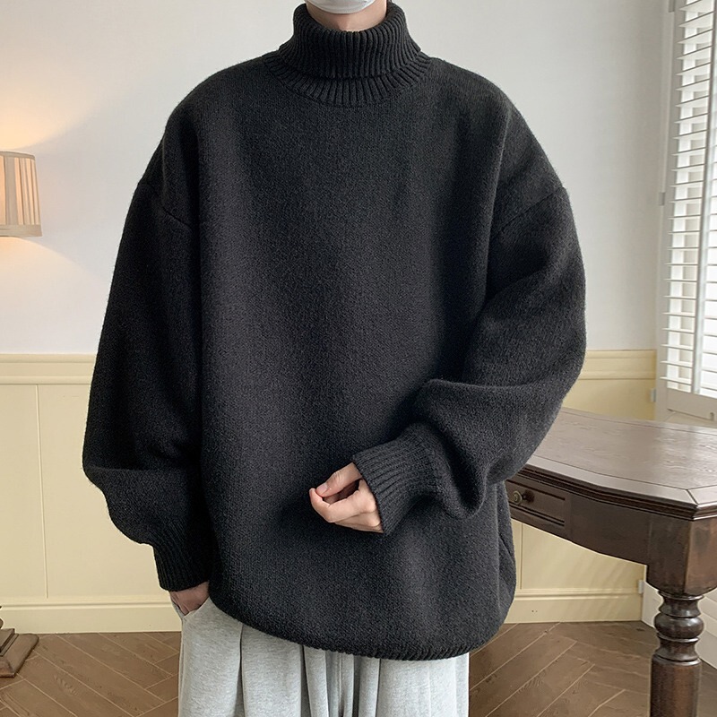 Turtleneck Pullover Sweater Men's Autumn and Winter Solid Color Warm Loose Casual Top All-match Couple's Base Sweater Turtleneck Pullover Sweater Men's Autumn and Winter Solid Color Warm Loose Casual Top All-match Couple's Base Sweater
