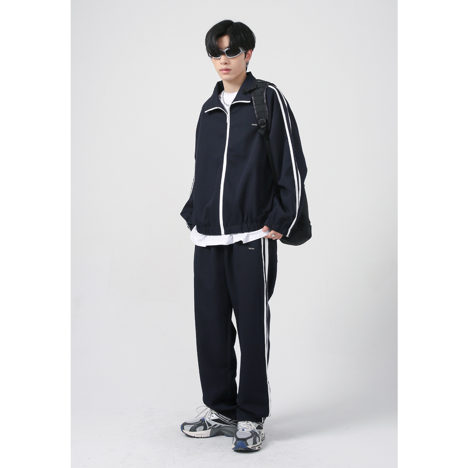 Mtlclothes ropa de Hombre | 2022 otoño nuevo estilo coreano suelta contraste color costura casual traje deportivo para hombres y mujeres