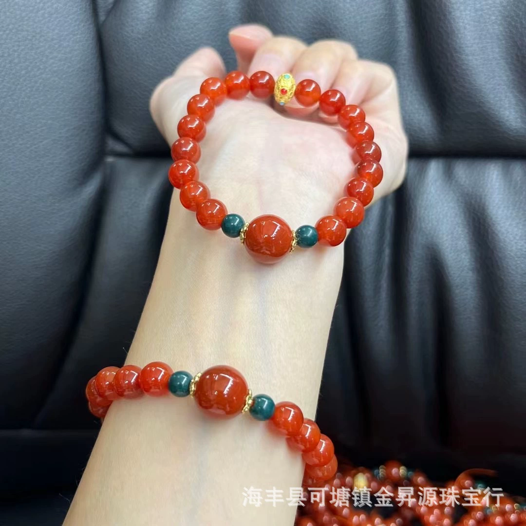 Натуральный красный агат браслет южно-красный ручной шампур с древним законом Jinnan Red Single Ball Летняя мода в прямом эфире оптом