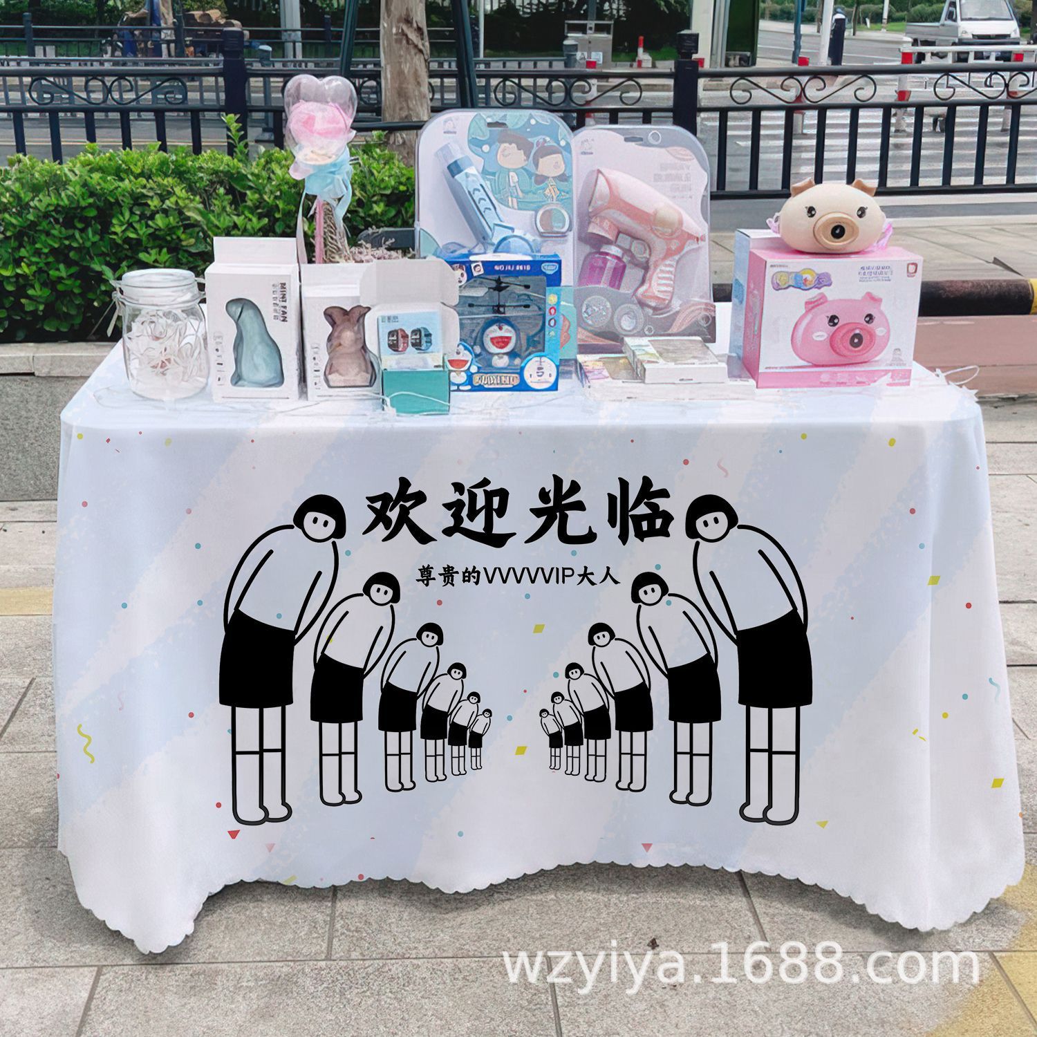 Mercado Mercado Mercado Nocturno Mantel Letrero Gourmet Mercado Nocturno Mesa Mesa de tela Carro Lámpara publicitaria Mantel Tela promocional