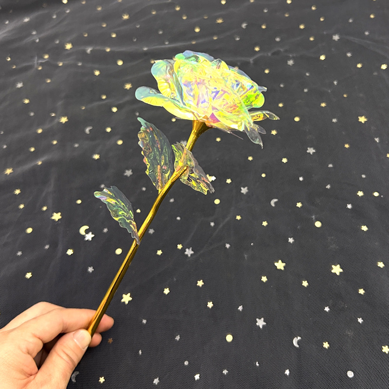 Rosa Dorada Artificial, Regalo para el Día de San Valentín o Qixi, Caja con Diseño de Cielo Estrellado, Adornos Creativos para Puestos Navideños