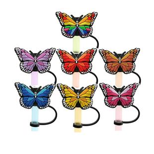 Cartoon Straw Cover Reusable Straw Cap Beautiful Butterfly Pattern Straw Protective Cover Straw Tip