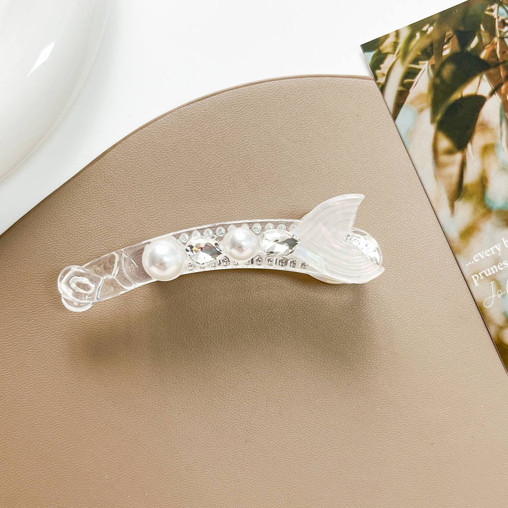 Corea del Sud piccola clip a banana clip a coda di pesce con perle clip verticale per capelli forcina per capelli di alta qualità clip a coda di cavallo con goccia d'acqua clip a torsione carina_voghion.com
