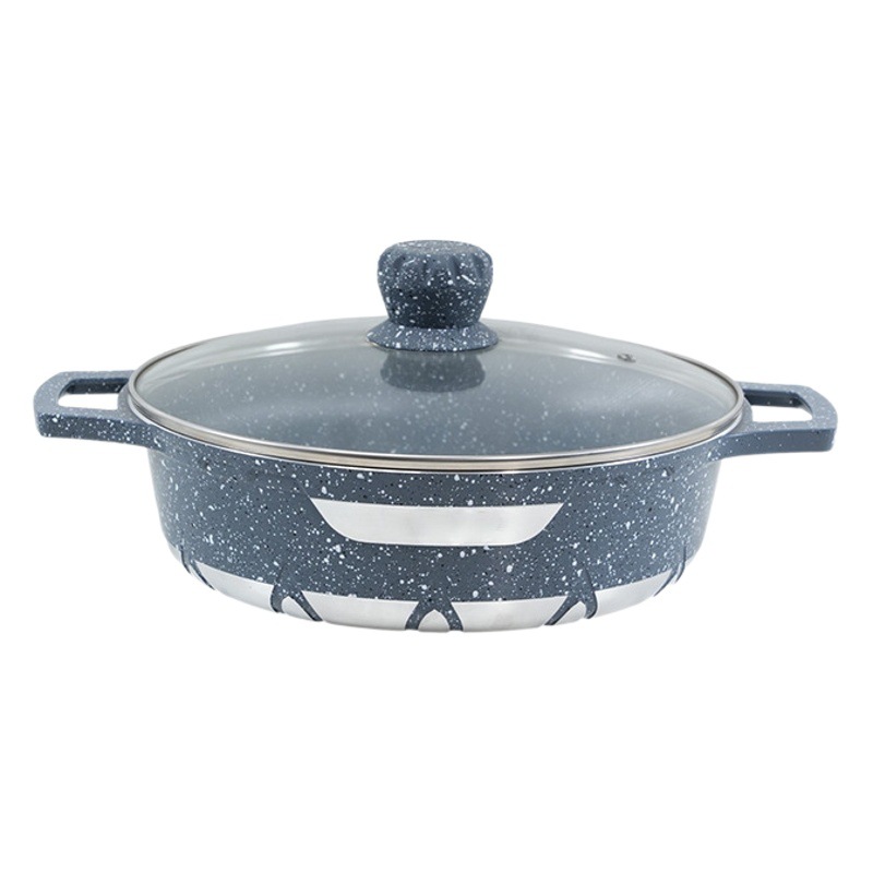 Suministro directo de fábrica de la espada-tipo antiadherente pan de 12 piezas de fundición a presión olla maifan piedra cocina hogar aluminio sopa olla en stock