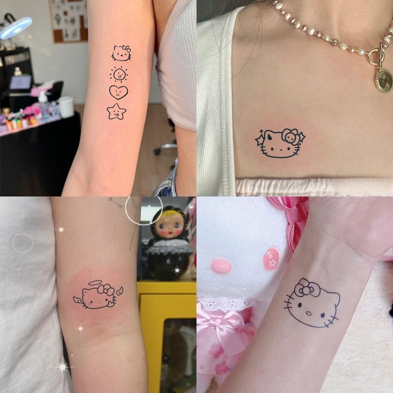 Juice Herbal Tattoo Sticker Women's Waterproof Lasting Cartoon Cute Girl Student Hello Kitty Korean Style ins Style Sticker Juice Herbal Tattoo Sticker Women's Waterproof Lasting Cartoon Cute Girl Student Hello Kitty Korean Style ins Style Sticker