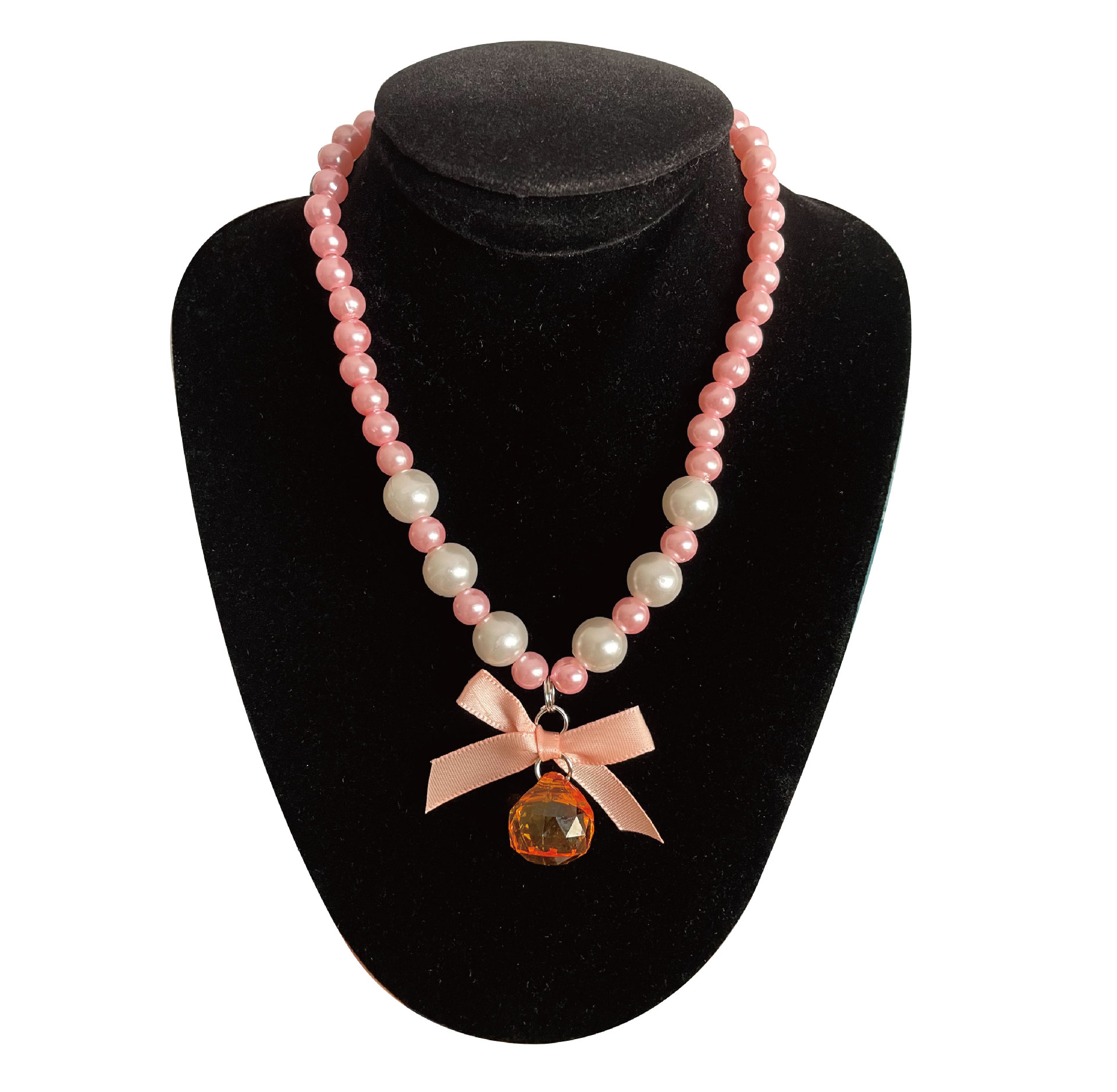 橘色地球珠项链-01