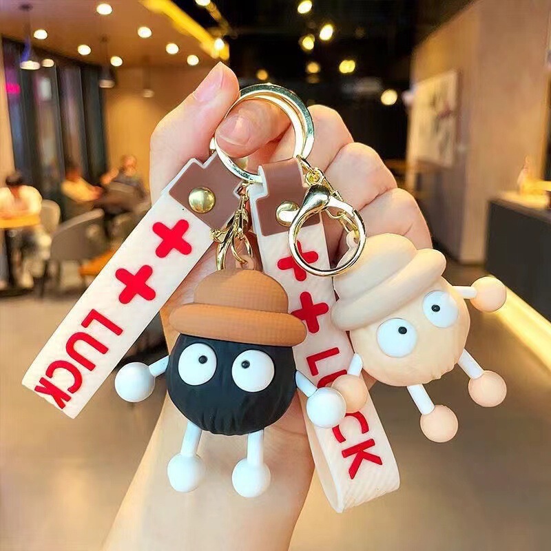 Cartoon Spirited Away Long-Legged Soot Sprites Keychain Couple Car Bag Pendant Small Gift Wholesale Trendy Toy Doll