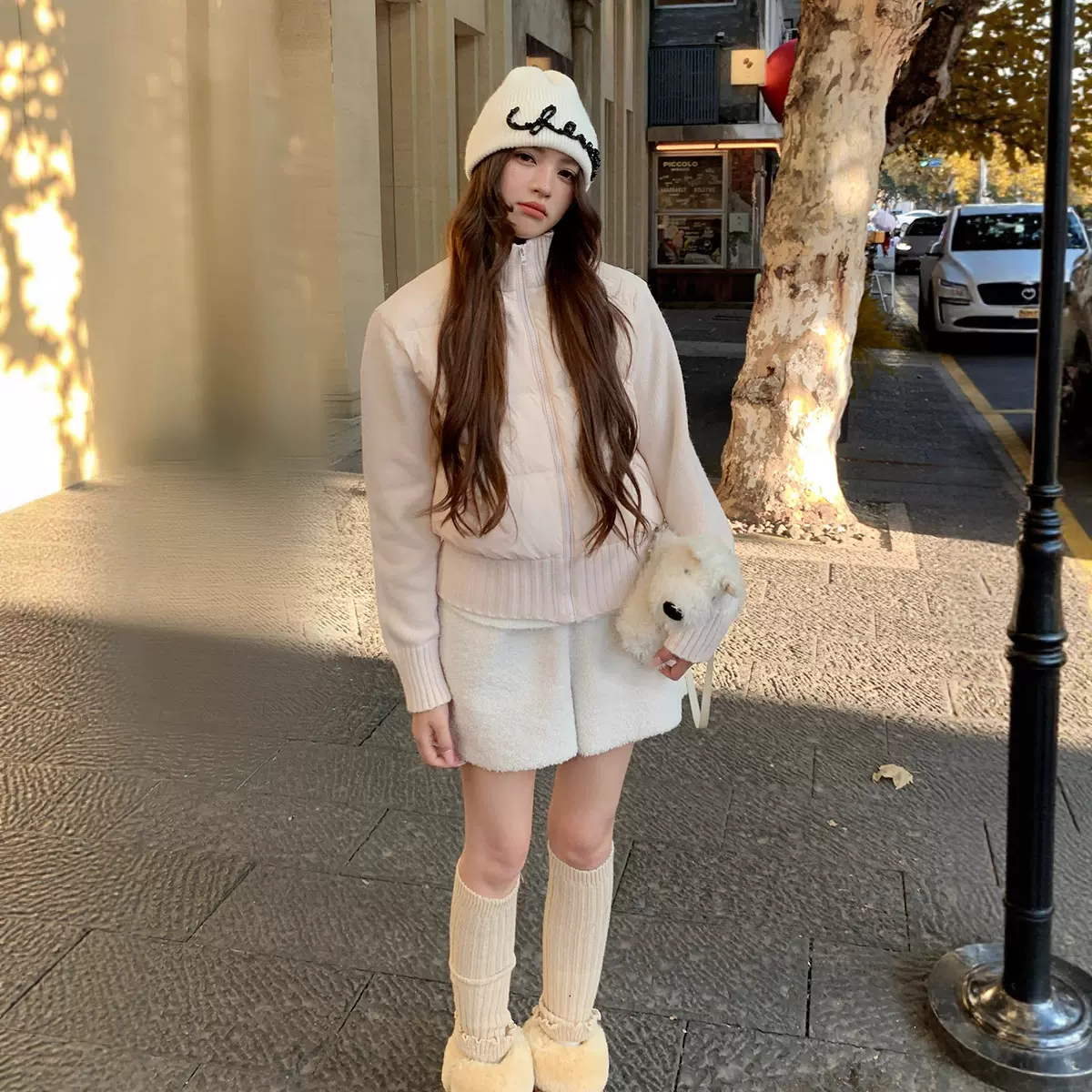 高端韩系针织拼接羽绒服女2025秋冬新小个子短款90白鸭绒外套批发