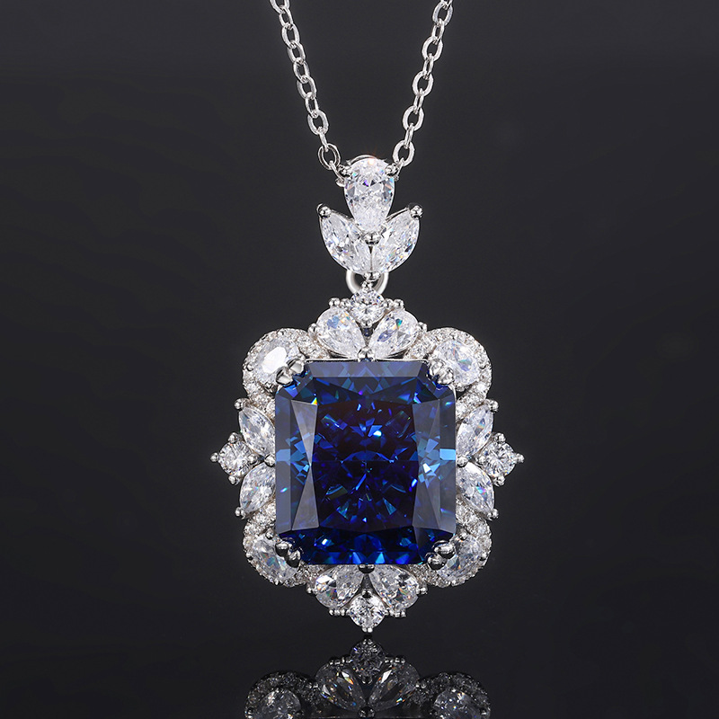 2023 nuevo estilo zhuang sheng joyería S925 todo el cuerpo plata diamante de alto carbono luz colgante lujo traje cuadrado 14*16