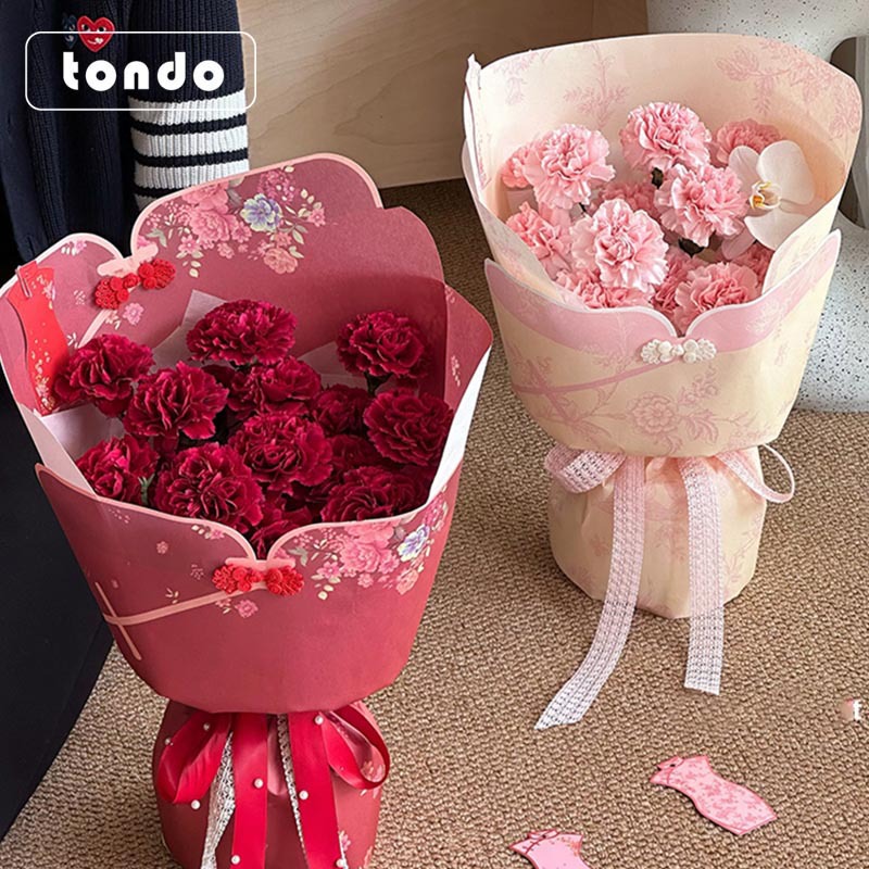 母亲节新中式鲜花包装纸东方霓裳康乃馨花束包花纸鲜花包装材料