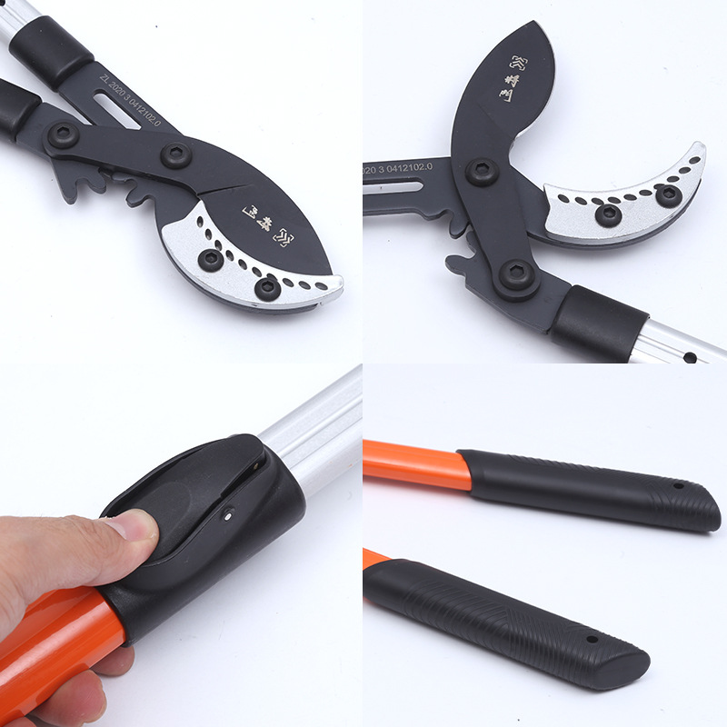 Podadoras potentes del fabricante, podadoras para madera gruesa que ahorran trabajo con engranajes entrelazados, podadoras telescópicas de aleación de aluminio resistentes para cortar ramas gruesas.