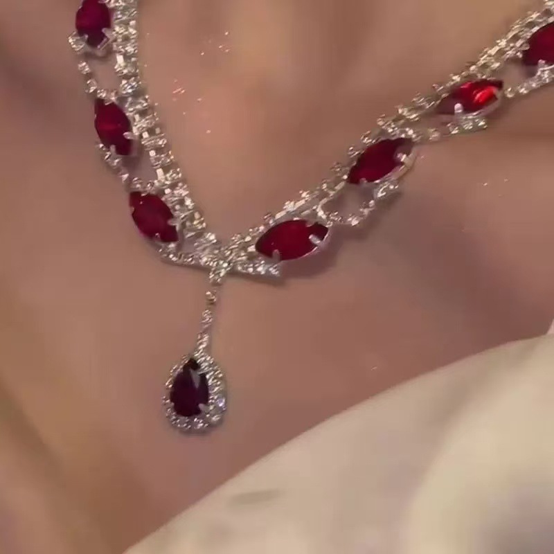 Red diamond drop necklace