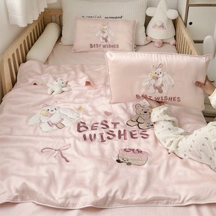 Class a Lenzing Tencel Silk Summer Quilt Three-Piece Set Kidsren's Cartoon Embroider Baby Summer Kindergarten Air-Conditioned Quilt
