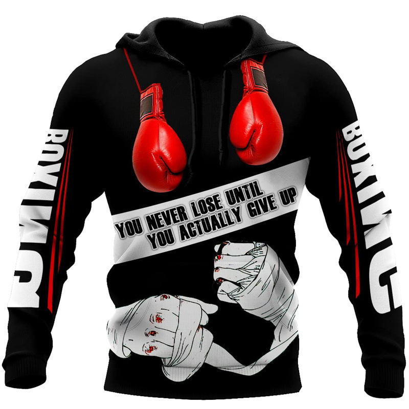 Boxer Graphic Hoodie Men Clothing Popular 3D Boxing KO Print Sportswear New In Hoodie Female