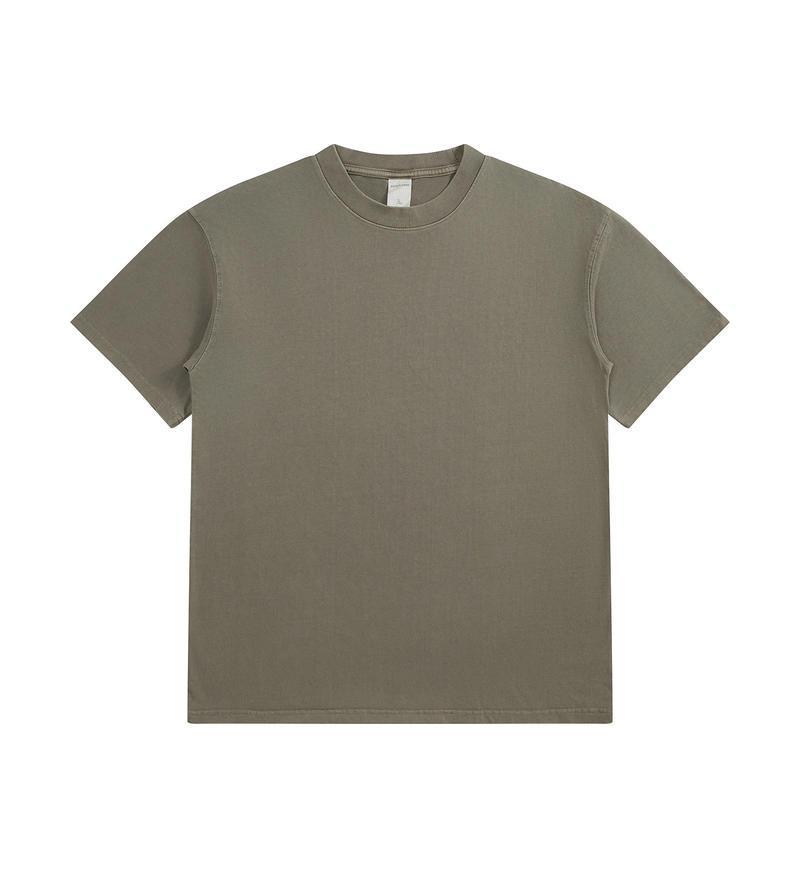 Europa y los Estados Unidos 300G pesado cuello redondo hombro caído camiseta de manga corta para hombres Europa y los Estados Unidos marca de moda de gran tamaño retro lavado con agua hacer camiseta vieja