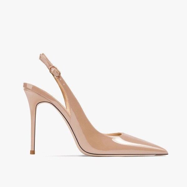 Summer high heels pointed-toe made of soft leather nude