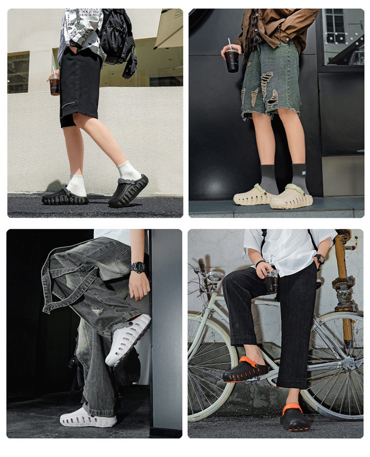 Dép nam kiểu clog mũi kín chống trượt, dép sandal thể thao đi biển và ngoài trời — 918 cam trắng, 918 hồng hoa anh đào trắng, 918 xanh sương mù, 918 xám nhạt xám đậm chi tiết 11
