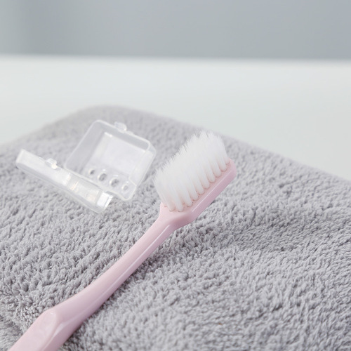 Japanese unprinted macarons, the same style for adults with fine soft hair, Japanese style simple 4 toothbrushes, ceramic color handle toothbrushes
