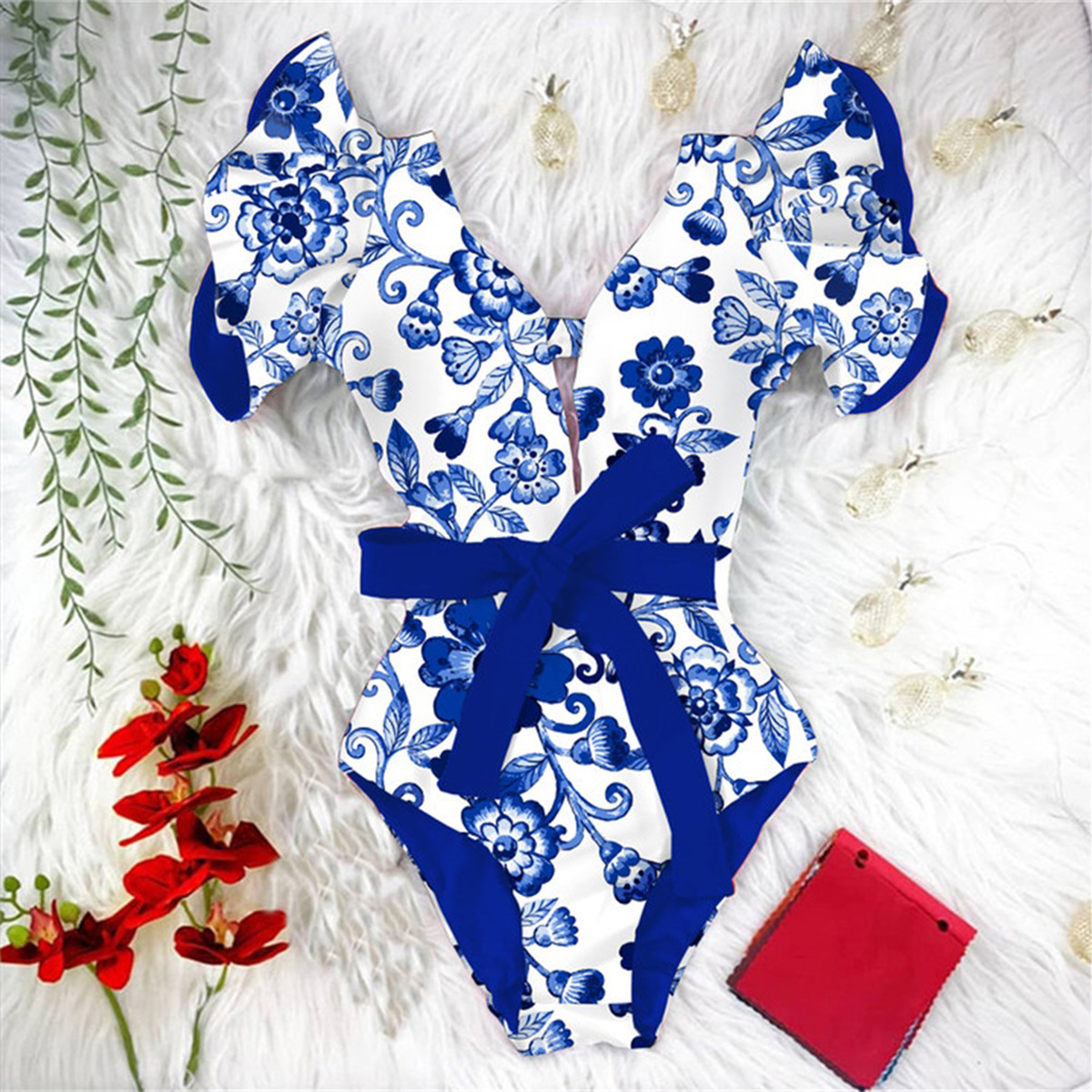 Women's Vacation Printing 1 Piece One Piece Swimwear display picture 3
