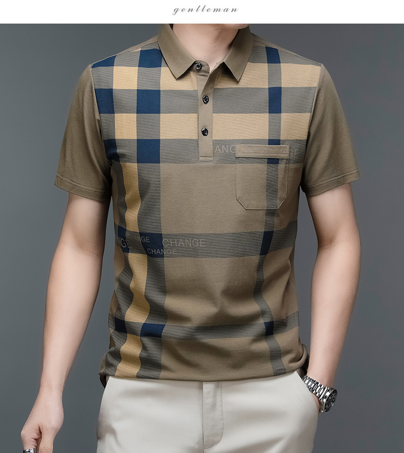 Mingdi Mouse 2024 Sommer Neues Polo-Kragen-Kurzarm-T-Shirt mit Taschendruck aus reiner Baumwolle für Herren_voghion.com