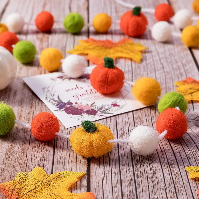 Cross-border Autumn Ball String Pumpkin Felt Ball Party Decorations New Hanging Ornament Scene Arrangement Pendant Fur Ball String