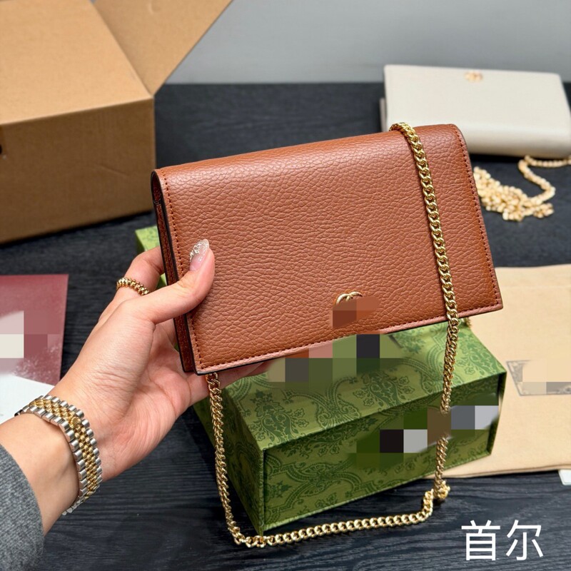 Gucci's New Black Calfskin Card Holder Wallet Women's Coin Purse Gift Box High-End Chain Bag Crossbody Bag Gucci's New Black Calfskin Card Holder Wallet Women's Coin Purse Gift Box High-End Chain Bag Crossbody Bag