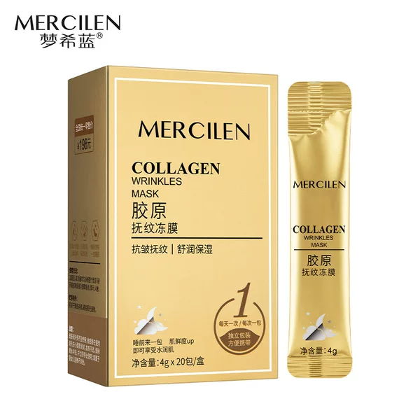 Mengxi Blue Collagen Wrinkle Smoothing Gel Mask Anti-Wrinkle, Elasticizing, and Lightening Fine Lines, Smear-On, No-Rinse Sleeping Mask