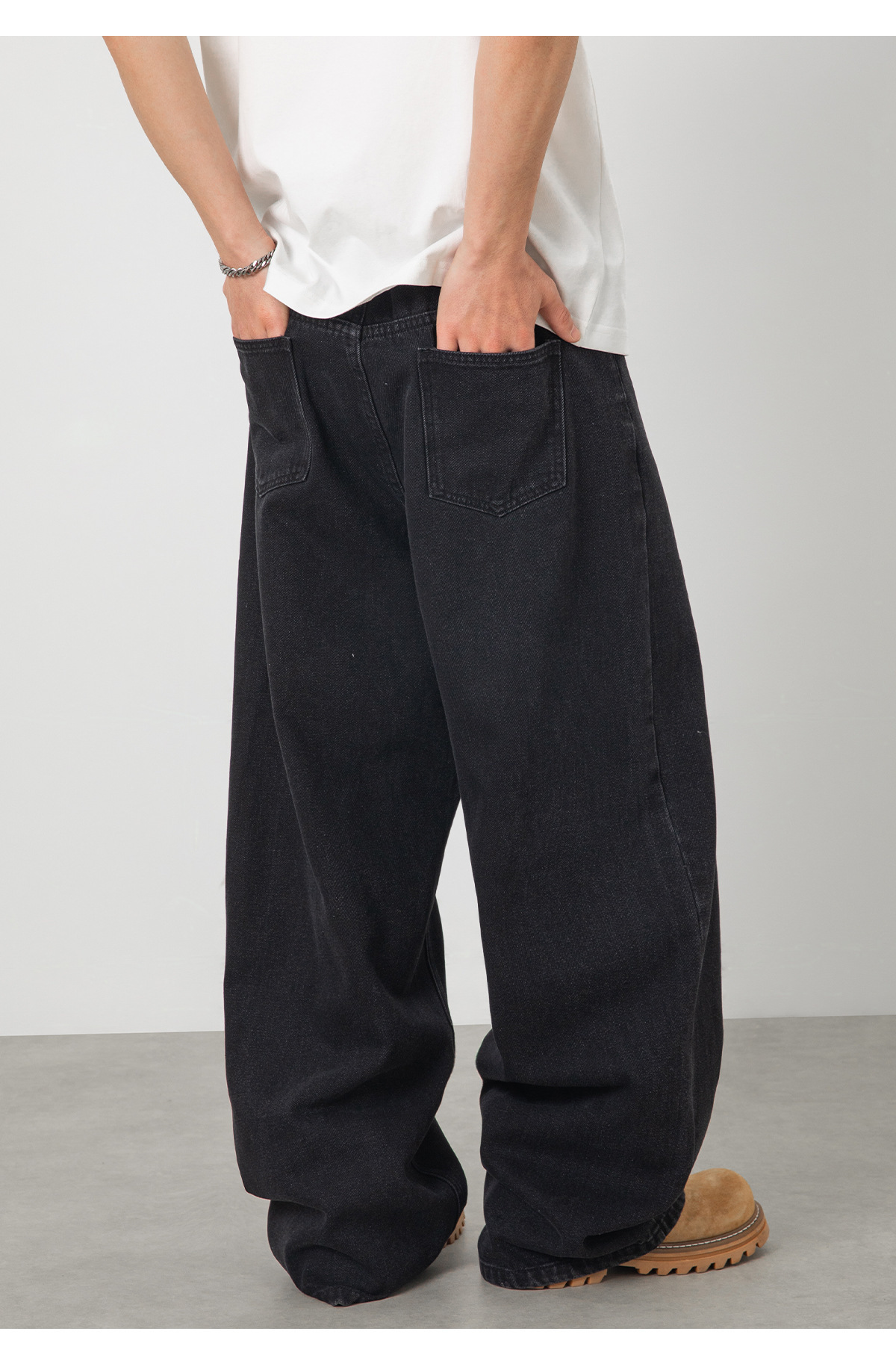 Vintage Washed Black Jeans For Men - High Street American Retro Style Loose Fit Straight Leg Casual Pants_mkmklike.com