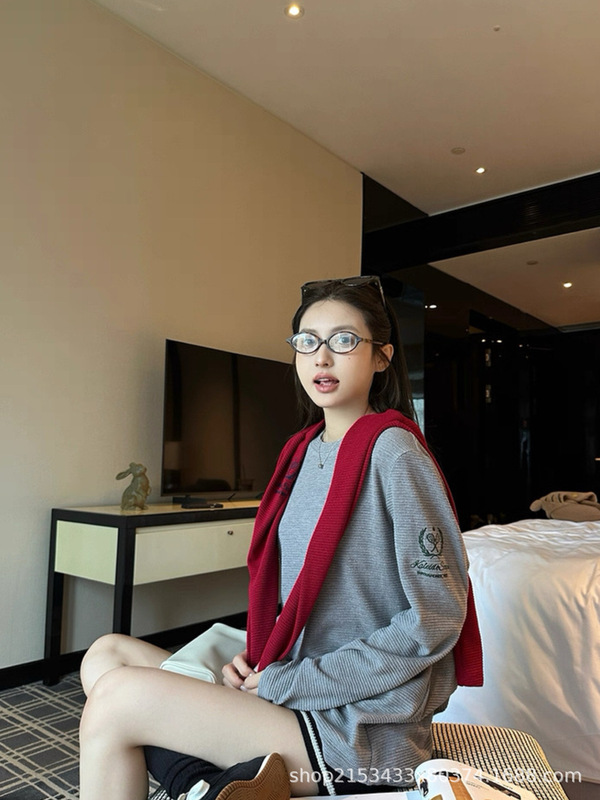 2025新款lulu华夫格长袖打底衫显瘦百搭圆领上衣女|undefined