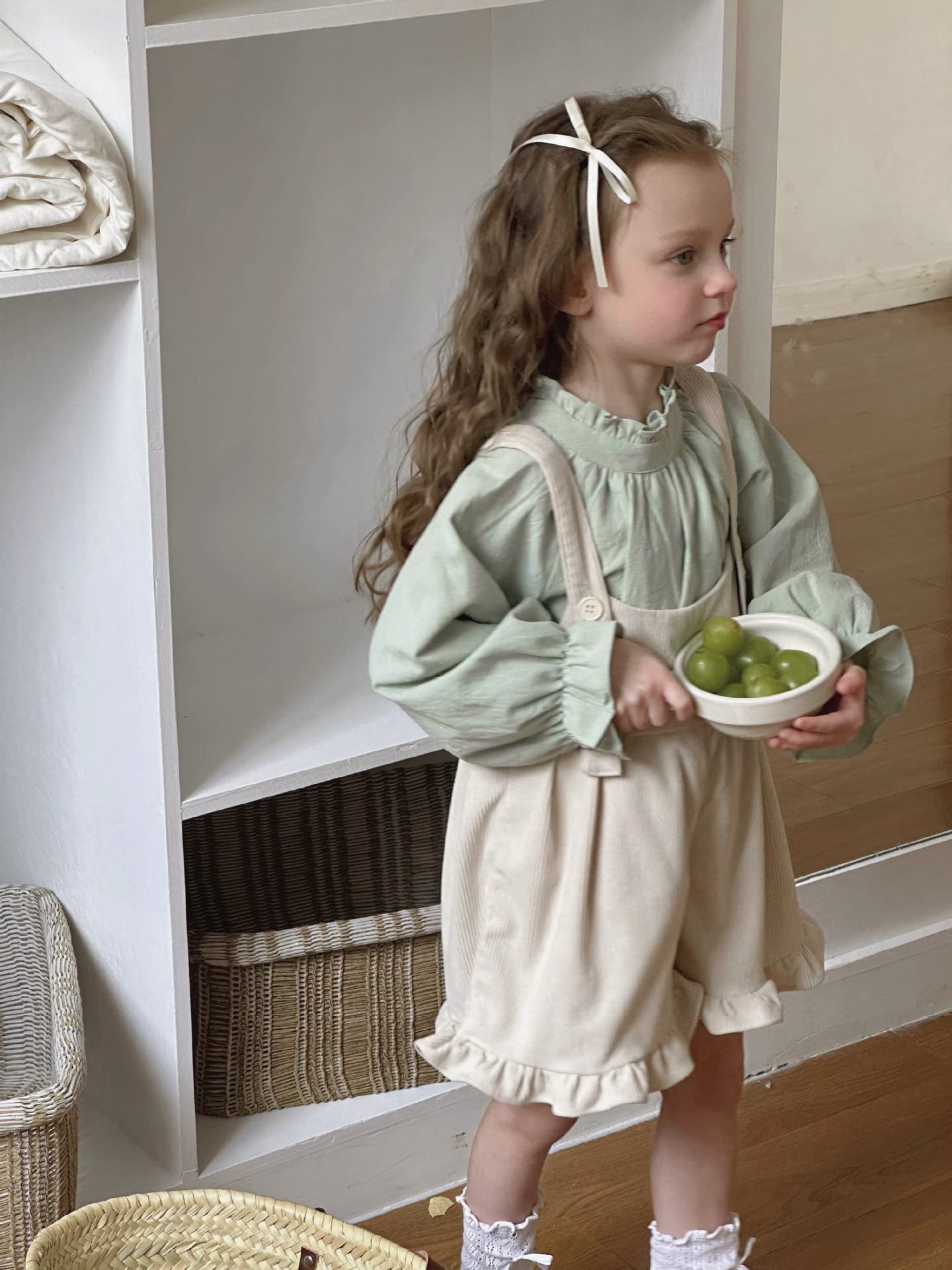 Campo DE TRIGO 2024 primavera nuevo estilo coreano ropa para niños niñas algodón camisa de oído de madera pantalones cortos para niños camisa