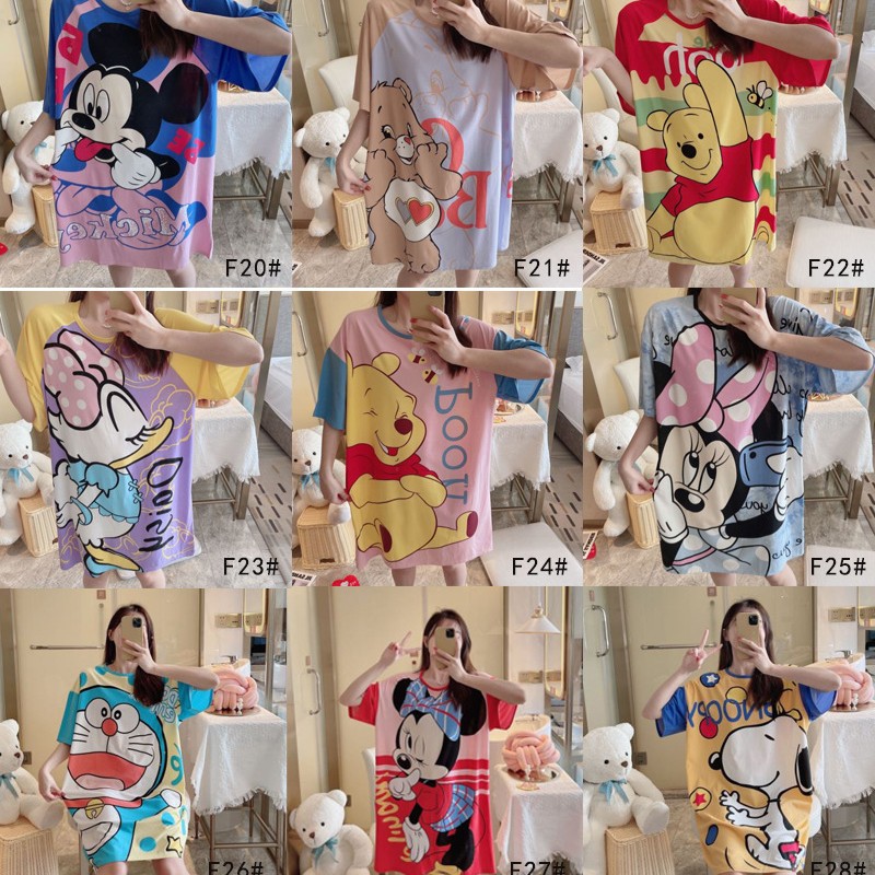 Camisón de comercio exterior del sudeste asiático pijamas de manga corta para mujer verano leche delgada Seda Falda cultural puesto de dibujos animados ropa para el hogar