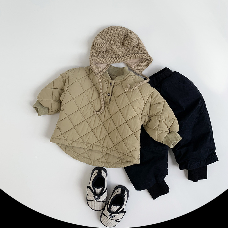 Camisas de algodón para niños 2025 invierno nuevo tipo de chaqueta caliente de algodón para niños y niñas pequeño bebé coreano chaqueta suelta de algodón