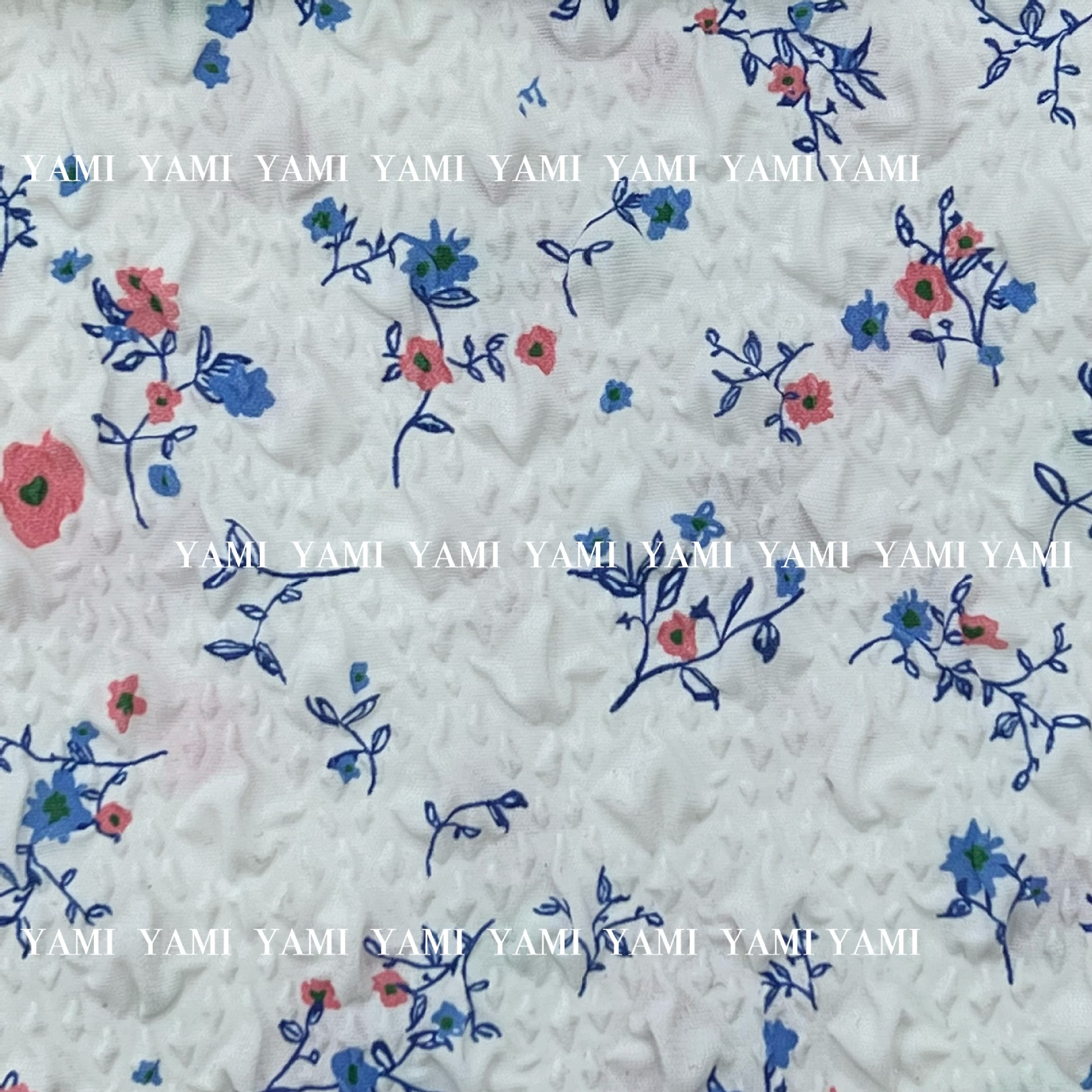 Nuevo poliéster 3D burbuja crepé tela impresión de las mujeres pequeños accesorios florales jacquard material textil planta no elástica