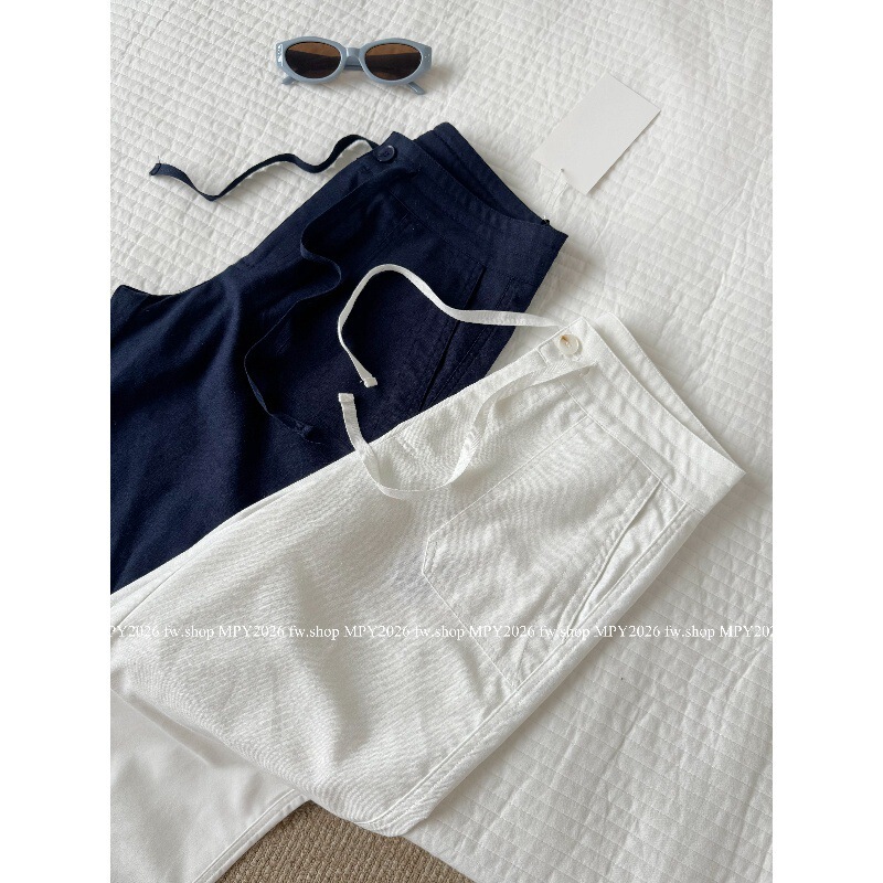 Jomi Studio【Coastline Walk】Version 2.0! Summer Low-Waist Drawstring Linen Pants~