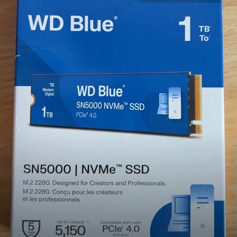 Wd Western Digital Blue Disk Sn5000 1Tb M.2 Nvme Solid State Drive High Speed