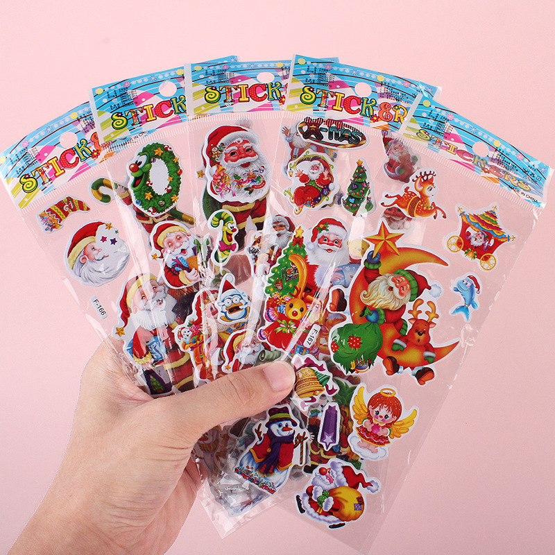 Children's Toy Santa Claus 3D Bubble Sticker Baby Kindergarten Christmas Gift Decoration Small Sticker
