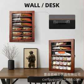 跨境木质刀具收纳架壁挂口袋刀收藏架木质匕首刀收纳盒刀具展示架