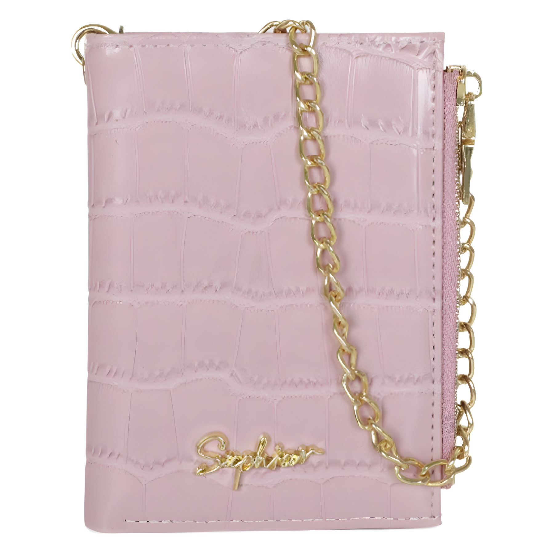 Cartera de mujer con estampado de cocodrilo, bolso multifuncional de tarjeta PU plegable, cadena de mano, bolso de cambio ligero, corto y de alta calidad.