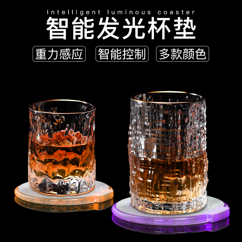 Gravedad inducción luminosa montaña redonda burbuja acrílico Coaster bar KTV atmósfera producto colorido luminoso botella mat