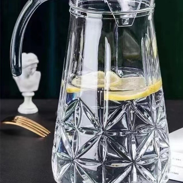 Manzana verde 1.25L gran olla octogonal hervidor de agua fría olla de jugo de cerveza olla de agua de vidrio serie EH1003-1