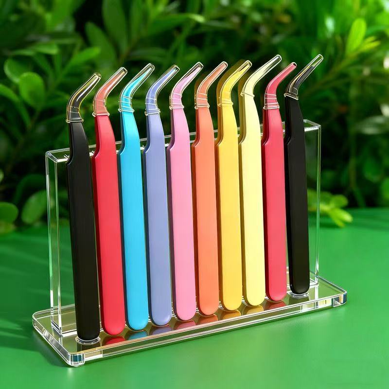 Stainless Steel Tweezers Eyelash Beauty Tools Colorfulful Handmade Small Clips Nail Art Stickers Beauty Straight Head Elbow Tweezers