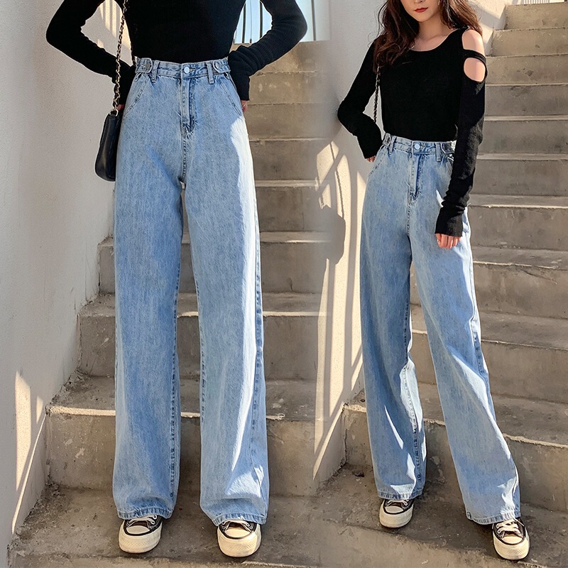 2026 Spring/Autumn high-waisted, multi-button, loose-fit, straight-leg, versatile, slimming, and hip-enhancing wide-leg jeans for women 2026 Spring/Autumn high-waisted, multi-button, loose-fit, straight-leg, versatile, slimming, and hip-enhancing wide-leg jeans for women