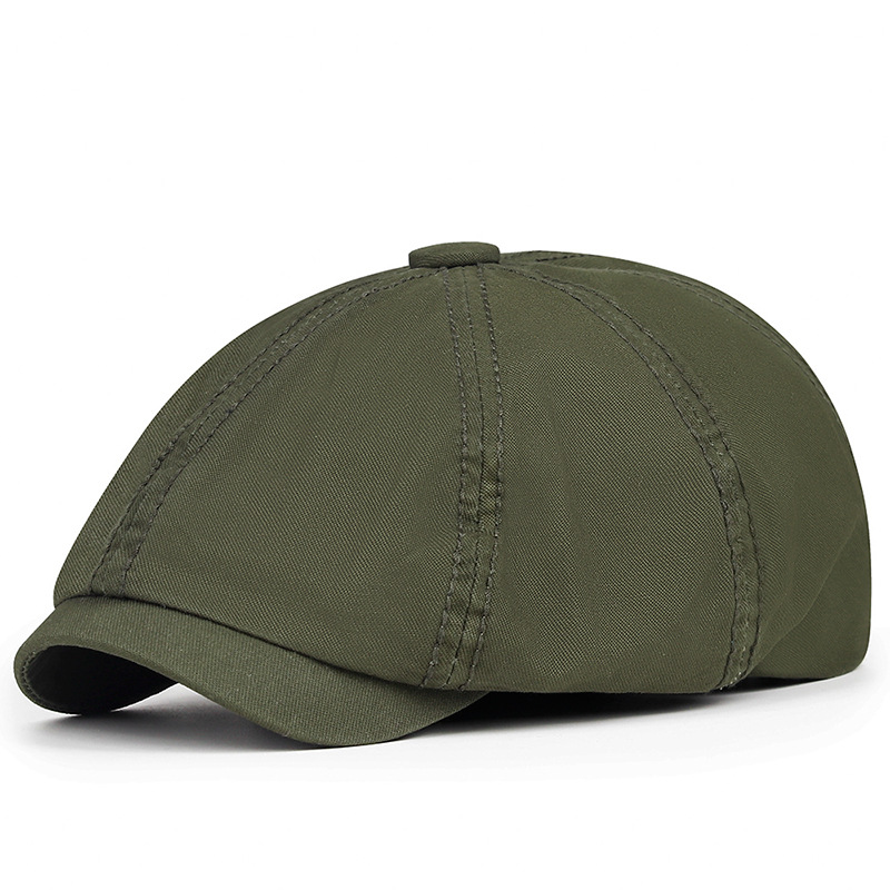 Spring and summer solid color cotton men's octagonal artistic women's newspaper children's beret duckbill hat_voghion.com