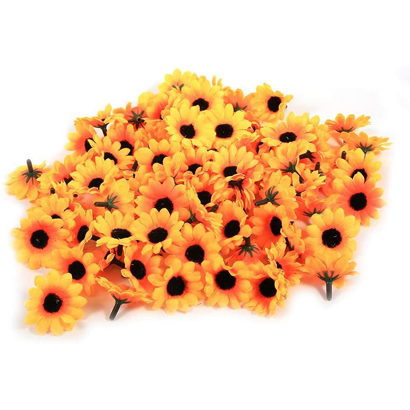 Simulated 2-Layer Silk Cloth Small Sunflower Head, 4cm Small Chrysanthemum Flower DIY Wreath Material Decoration Accessories, Exclusively for Cross-Border Supply