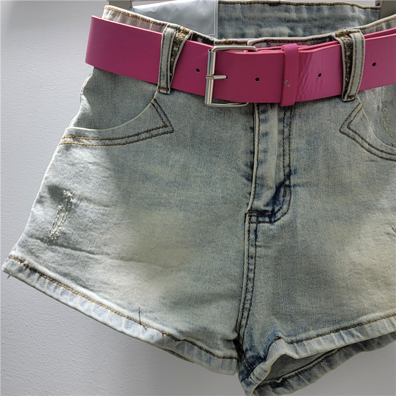 Falda Corta de Mezclilla en A de Tiro Bajo Estilo Retro Lavado para Moda Urbana